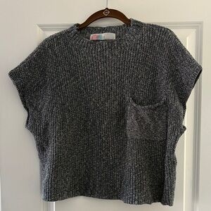 Free People Beach Gray Knit Short Sleeve Sweater size M